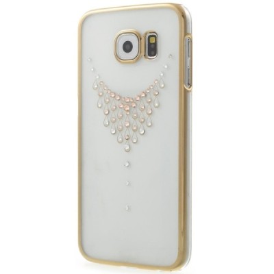 Samsung Galaxy S6 (G9200) Kingxbar Crystal Icon Pro Necklace Swarovski plastikinis skaidrus permatomas auksinis dėklas su krista
