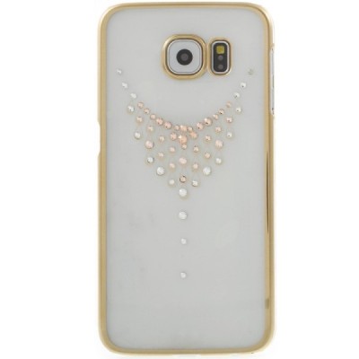 Samsung Galaxy S6 (G9200) Kingxbar Crystal Icon Pro Necklace Swarovski plastikinis skaidrus permatomas auksinis dėklas su krista