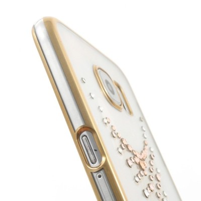 Samsung Galaxy S6 (G9200) Kingxbar Crystal Icon Pro Necklace Swarovski plastikinis skaidrus permatomas auksinis dėklas su krista
