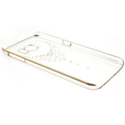 Samsung Galaxy S6 (G9200) Kingxbar Crystal Icon Pro Necklace Swarovski plastikinis skaidrus permatomas auksinis dėklas su krista