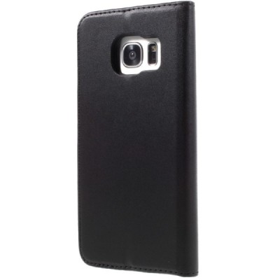 Samsung Galaxy S7 Edge (G935) solidus atverčiamas juodas odinis dėklas - knygutė / Priedai.lt