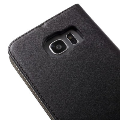 Samsung Galaxy S7 Edge (G935) solidus atverčiamas juodas odinis dėklas - knygutė / Priedai.lt