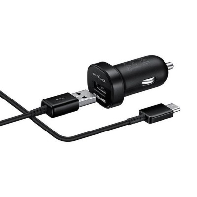 Originalus Samsung Adaptive Fast Charging EP-LN930 automobilinis įkroviklis juodas su type-c USB laidu (18W) / Priedai.LT