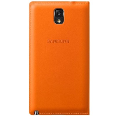 Samsung Galaxy Note 3 (N9005, N9002, N9000) originalus Flip Wallet atverčiamas oranžinis odinis dėklas / Priedai.lt