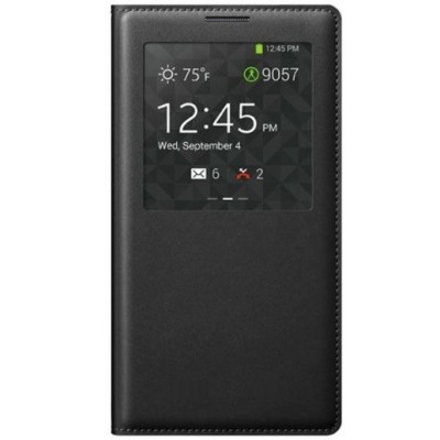 Samsung Galaxy Note 3 (N9005, N9002, N9000) juodas odinis atverčiamas „Smart Window“ dėklas su langeliu / Priedai.lt