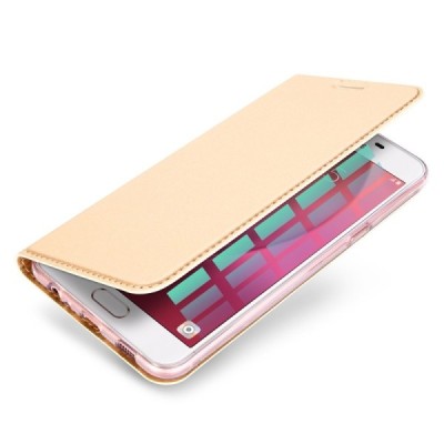„Dux Ducis“ Skin serijos Samsung Galaxy A5 2017 (A520) auksinis odinis atverčiamas dėklas / Priedai.lt