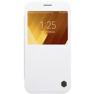 Prabangus „Nillkin“ Qin serijos baltas odinis atverčiamas Samsung Galaxy A3 (2017) A320 dėklas - knygutė / Priedai.lt