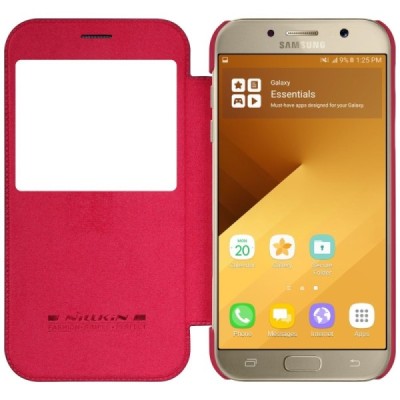 Prabangus „Nillkin“ Qin serijos raudonas odinis atverčiamas Samsung Galaxy A3 (2017) A320 dėklas - knygutė / Priedai.lt