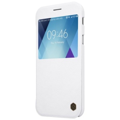 Prabangus „Nillkin“ Qin serijos baltas odinis atverčiamas Samsung Galaxy A5 (2017) A520 dėklas - knygutė / Priedai.lt