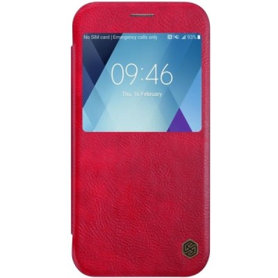 Prabangus „Nillkin“ Qin serijos raudonas odinis atverčiamas Samsung Galaxy A5 (2017) A520 dėklas - knygutė / Priedai.lt