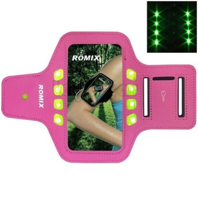 „Romix“ Led dėklas sportui (raištis ant rankos) - rožinis, universalus (L dydis) / Priedai.lt