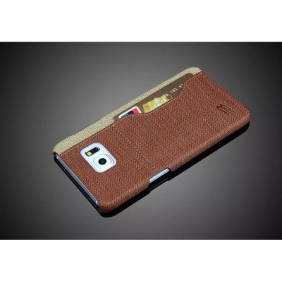 „Vintage“ Leather Samsung Galaxy S6 (G920) rudas odinis dėklas - nugarėlė su kišenėle kortelėms / Priedai.lt