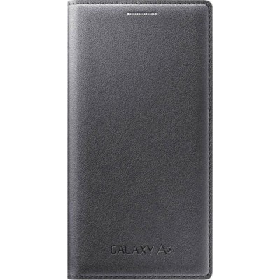 Samsung Galaxy A3 originalus Flip Cover atverčiamas juodas odinis dėklas - piniginė / Priedai.lt
