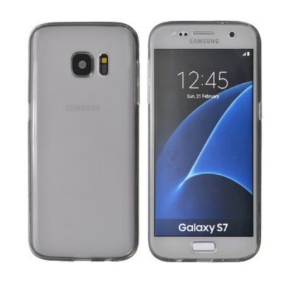 Samsung Galaxy S7 (G930) skaidrus (permatomas) dvigubas kieto silikono TPU ploniausias pasaulyje pilkas dėklas / Priedai.lt