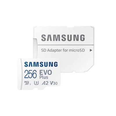 „Samsung“ Evo Plus MicroSD atminties kortelė 256 Gb, 10 Klasė, U3, 4K Ultra HD su SD adapteriu / Priedai.lt