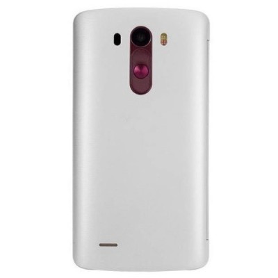 atverčiamas LG G3 D855 (D850, D851) baltas odinis dėklas su langeliu / Priedai.lt