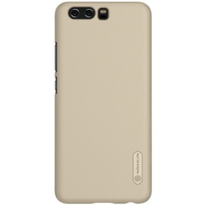 Huawei P10 Nillkin Frosted Shield auksinis plastikinis dėklas + apsauginė ekrano plėvelė / Priedai.lt