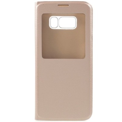 Samsung Galaxy S8 (G950) auksinis odinis atverčiamas dėklas su langeliu / Priedai.lt