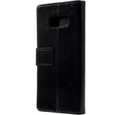 Samsung Galaxy S8 (G950) atverčiamas juodas odinis dėklas - piniginė / Priedai.lt