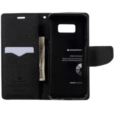 Samsung Galaxy S8 (G950) Mercury juodas atverčiamas dėklas - piniginė / Priedai.lt