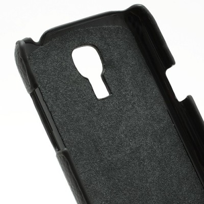 Juodas odinis atverčiamas Samsung Galaxy S4 mini dėklas (dėkliukas) / Priedai.lt