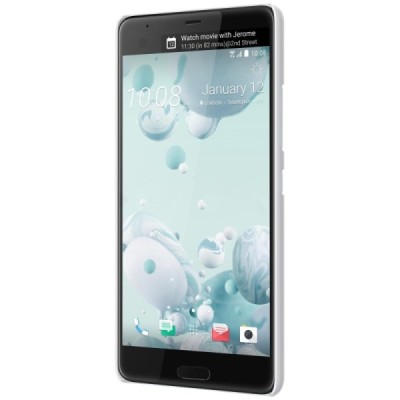 HTC U Ultra (Ocean Note) Nillkin Frosted Shield baltas plastikinis dėklas + apsauginė ekrano plėvelė / Priedai.lt