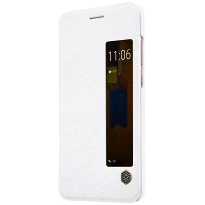 Prabangus „Nillkin“ Qin serijos baltas odinis atverčiamas Huawei Mate 9 Pro dėklas - knygutė / Priedai.lt