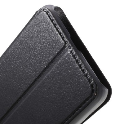 Huawei P9 Lite 2017 (Huawei P8 Lite 2017) juodas odinis atverčiamas „View Window“ dėklas su langeliu / Priedai.lt