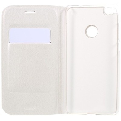 Huawei P9 Lite 2017 (Huawei P8 Lite 2017) baltas odinis atverčiamas Smart Wallet dėklas - piniginė / Priedai.lt