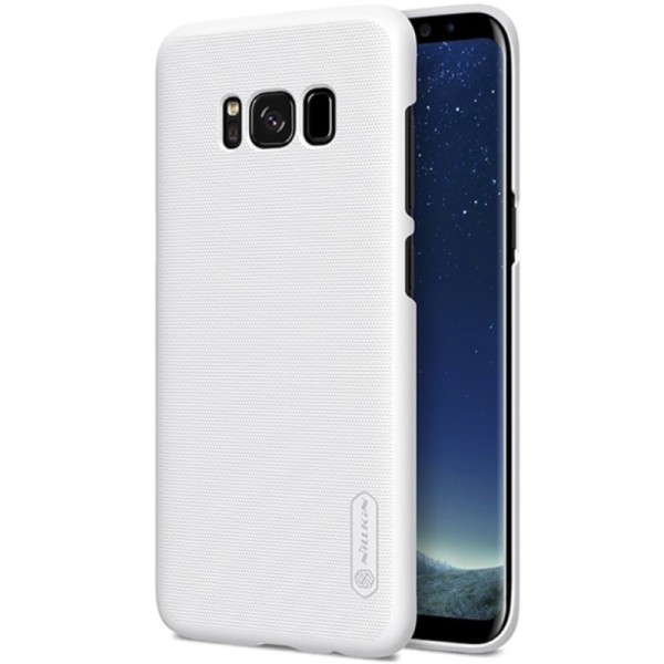 „Nillkin“ Frosted Shield dėklas - baltas + apsauginė ekrano plėvelė (Galaxy S8+)