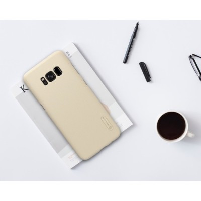 Samsung Galaxy S8 (SM-G955) Nillkin Frosted Shield auksinis plastikinis dėklas + apsauginė ekrano plėvelė / Priedai.lt