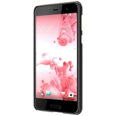 HTC U Play (Alpine) Nillkin Frosted Shield juodas plastikinis dėklas + apsauginė ekrano plėvelė / Priedai.lt