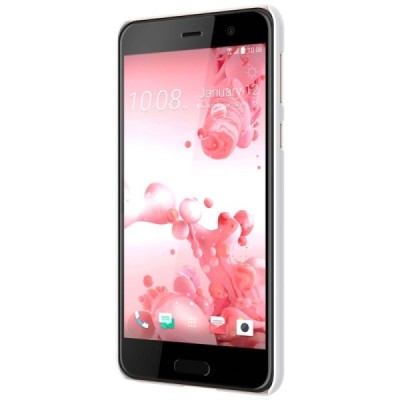 HTC U Play (Alpine) Nillkin Frosted Shield baltas plastikinis dėklas + apsauginė ekrano plėvelė / Priedai.lt