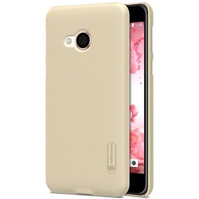 HTC U Play (Alpine) Nillkin Frosted Shield auksinis plastikinis dėklas + apsauginė ekrano plėvelė / Priedai.lt