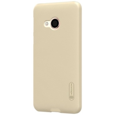 HTC U Play (Alpine) Nillkin Frosted Shield auksinis plastikinis dėklas + apsauginė ekrano plėvelė / Priedai.lt