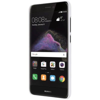 Huawei P9 Lite 2017 (P8 Lite 2017) Nillkin Frosted Shield baltas plastikinis dėklas + apsauginė ekrano plėvelė / Priedai.lt