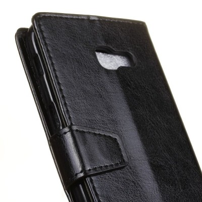 Samsung Galaxy Xcover 4 / 4S (G390, G398) atverčiamas juodas odinis dėklas - piniginė / Priedai.lt