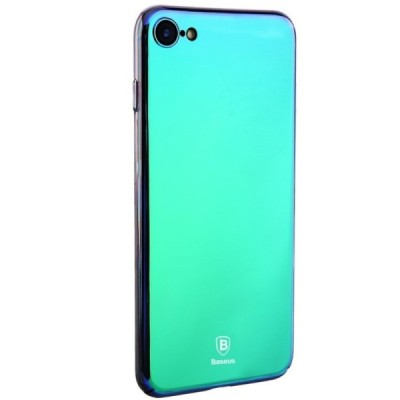 Apple iPhone 7 (iPhone 8) Baseus Mirror Glass plastikinis veidrodinis permatomas smaragdinis dėklas / Priedai.lt