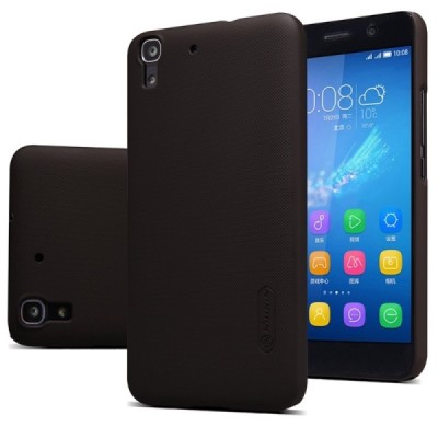 Huawei Y6 Nillkin Frosted Shield rudas plastikinis dėklas + apsauginė ekrano plėvelė / Priedai.lt