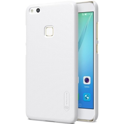 Huawei P10 Lite Nillkin Frosted Shield baltas plastikinis dėklas + apsauginė ekrano plėvelė / Priedai.lt