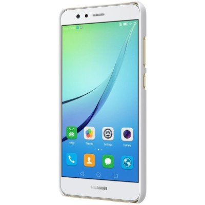 Huawei P10 Lite Nillkin Frosted Shield baltas plastikinis dėklas + apsauginė ekrano plėvelė / Priedai.lt