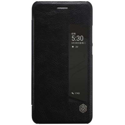 Prabangus „Nillkin“ Qin serijos juodas odinis atverčiamas Huawei P10 Plus dėklas - knygutė / Priedai.lt