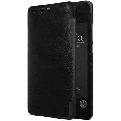 Prabangus „Nillkin“ Qin serijos juodas odinis atverčiamas Huawei P10 Plus dėklas - knygutė / Priedai.lt