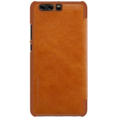 Prabangus „Nillkin“ Qin serijos rudas odinis atverčiamas Huawei P10 Plus dėklas - knygutė / Priedai.lt