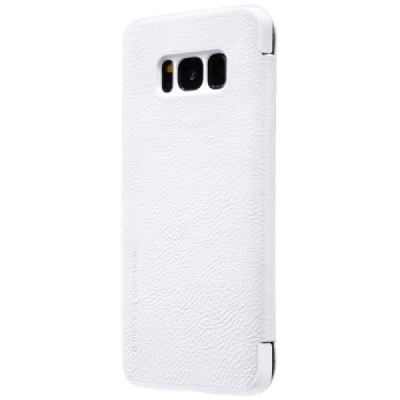 Prabangus „Nillkin“ Qin serijos baltas odinis atverčiamas Samsung Galaxy S8+ (G955) dėklas / Priedai.lt