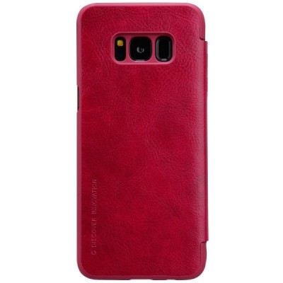 Prabangus „Nillkin“ Qin serijos raudonas odinis atverčiamas Samsung Galaxy S8+ (G955) dėklas / Priedai.lt