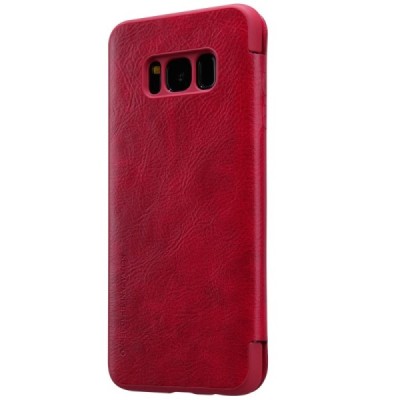 Prabangus „Nillkin“ Qin serijos raudonas odinis atverčiamas Samsung Galaxy S8+ (G955) dėklas / Priedai.lt