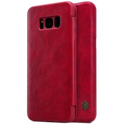 Prabangus „Nillkin“ Qin serijos raudonas odinis atverčiamas Samsung Galaxy S8+ (G955) dėklas / Priedai.lt