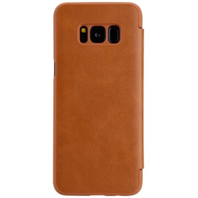 Prabangus „Nillkin“ Qin serijos rudas odinis atverčiamas Samsung Galaxy S8+ (G955) dėklas / Priedai.lt