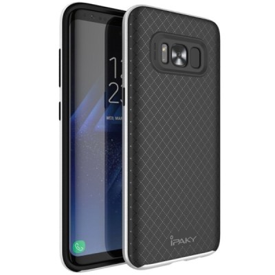 Samsung Galaxy S8+ (G955) „IPAKY“ kieto silikono TPU juodas (sidabriniais apvadais) dėklas - nugarėlė / Priedai.lt